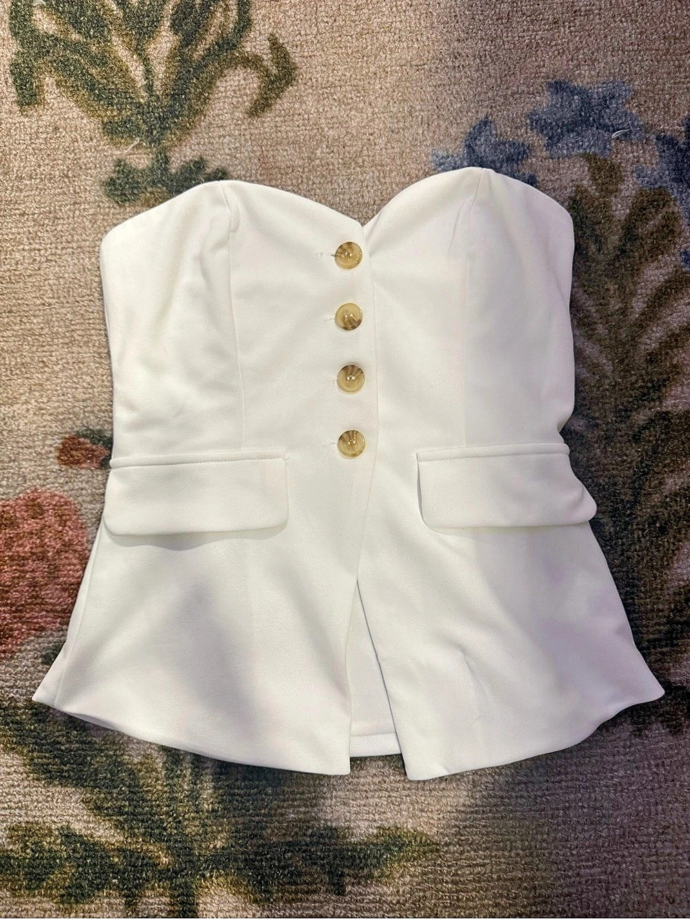 Express Strapless Novelty Button Split Hem Corset Tube Top